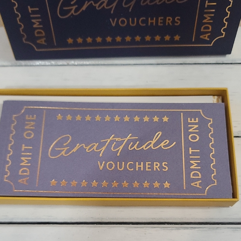 Gratitude Vouchers Set Of 12 W Gold Print Voucher, Incl Envelop & Stickers NWT - Picture 9 of 9